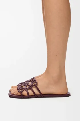 Chinelo Petal Anagram em pele de bezerro