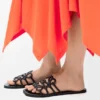 Chinelo Petal Anagram em pele de bezerro Chinelo Petal Anagram em pele de bezerro