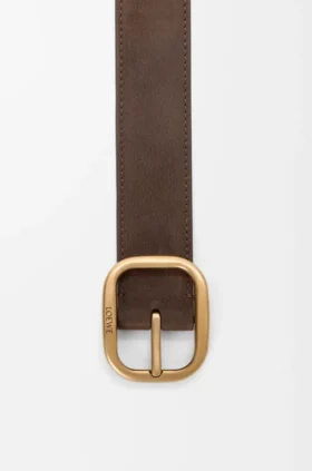 Cinto macio de formato arredondado em nubuck