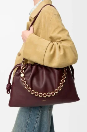 Flamenco Purse grande em pele de borrego napa suave