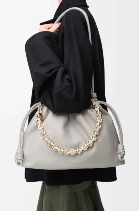 Flamenco Purse grande em pele de borrego napa suave