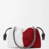 Flamenco Purse Média com Contas de Leão em lona com contas e pele de bezerro Flamenco Purse Média com Contas de Leão em lona com contas e pele de bezerro