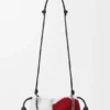 Flamenco Purse Média com Contas de Leão em lona com contas e pele de bezerro Flamenco Purse Média com Contas de Leão em lona com contas e pele de bezerro