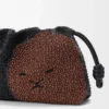 Flamenco Purse Média com Contas de Leão em lona com contas e pele de bezerro Flamenco Purse Média com Contas de Leão em lona com contas e pele de bezerro