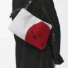 Flamenco Purse Média com Contas de Leão em lona com contas e pele de bezerro Flamenco Purse Média com Contas de Leão em lona com contas e pele de bezerro