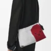 Flamenco Purse Média com Contas de Leão em lona com contas e pele de bezerro Flamenco Purse Média com Contas de Leão em lona com contas e pele de bezerro