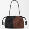 Flamenco Purse Média com Contas de Leão em lona com contas e pele de bezerro Flamenco Purse Média com Contas de Leão em lona com contas e pele de bezerro