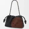 Flamenco Purse Média com Contas de Leão em lona com contas e pele de bezerro Flamenco Purse Média com Contas de Leão em lona com contas e pele de bezerro
