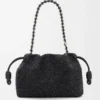 Flamenco Purse Média com Contas de Leão em lona com contas e pele de bezerro Flamenco Purse Média com Contas de Leão em lona com contas e pele de bezerro