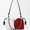 Flamenco Purse Média com Contas de Leão em lona com contas e pele de bezerro Flamenco Purse Média com Contas de Leão em lona com contas e pele de bezerro