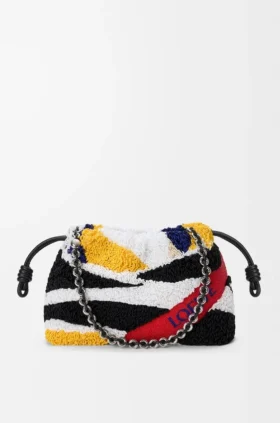 Flamenco Purse Média em Nappa Bordada