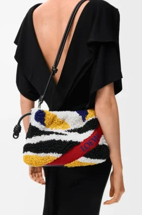 Flamenco Purse Média em Nappa Bordada