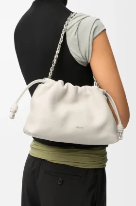 Flamenco Purse Média em pele de bezerro de grão fino