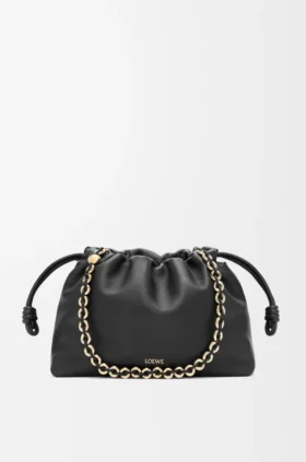 Flamenco Purse Média em pele de cordeiro napa suave