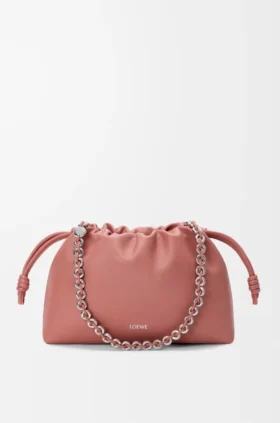 Flamenco Purse Média em pele de cordeiro napa suave