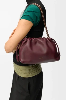 Flamenco Purse Média em pele de cordeiro napa suave