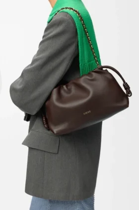 Flamenco Purse Média em pele de cordeiro napa suave