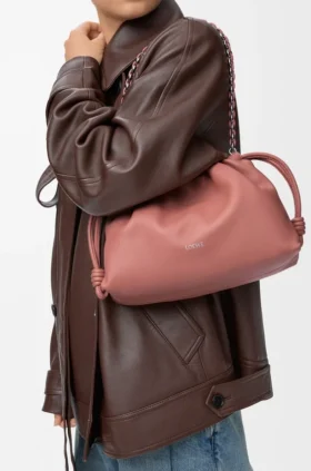 Flamenco Purse Média em pele de cordeiro napa suave