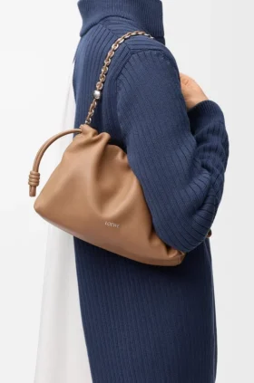 Flamenco Purse Média em pele de cordeiro napa suave