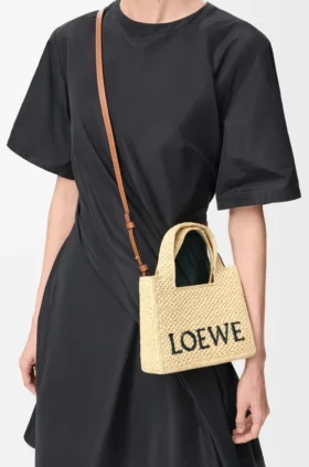 Font Tote «Mini Loewe» em ráfia Font Tote «Mini Loewe» em ráfia