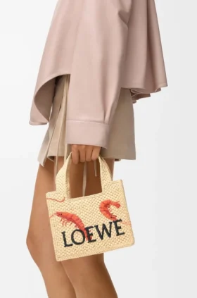 Font Tote «Mini Loewe» em ráfia Font Tote «Mini Loewe» em ráfia