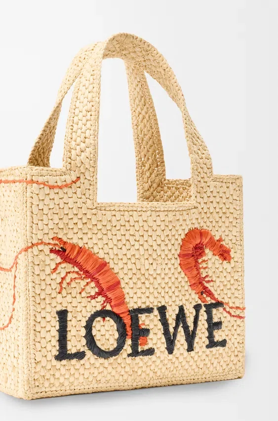 Font Tote «Mini Loewe» em ráfia Font Tote «Mini Loewe» em ráfia