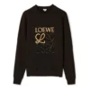 Homem” Loewe Anagram Algodão Gola Redonda Alfabeto Bordado Desportivo Clássico Preto H526341Xa1-1100