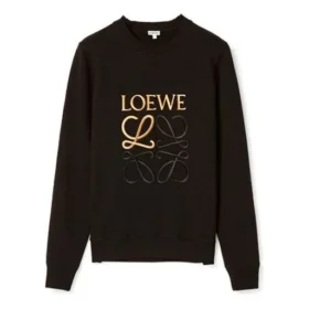 Homem” Loewe Anagram Algodão Gola Redonda Alfabeto Bordado Desportivo Clássico Preto H526341Xa1-1100