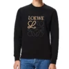 Homem” Loewe Anagram Algodão Gola Redonda Alfabeto Bordado Desportivo Clássico Preto H526341Xa1-1100