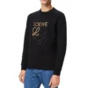 Homem” Loewe Anagram Algodão Gola Redonda Alfabeto Bordado Desportivo Clássico Preto H526341Xa1-1100