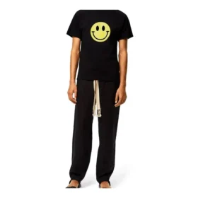 Loewe para homem, amarelo peito, rosto sorridente, manga curta, preto H616341X87-1100