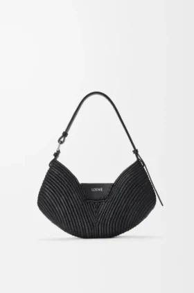 Mala Loewe Swing média em ráfia e pele de bezerro