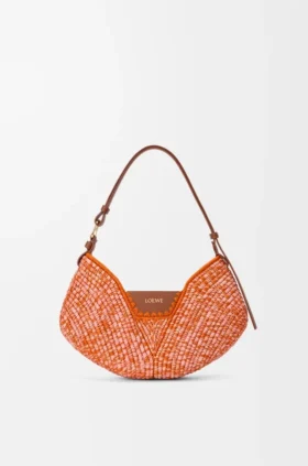 Mala Loewe Swing média em ráfia e pele de bezerro