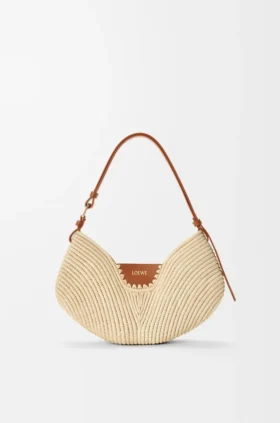 Mala Loewe Swing média em ráfia e pele de bezerro