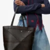 Mala Panta Puzzle Fold Saco tote em pele de bezerro brilhante Mala Panta Puzzle Fold Saco tote em pele de bezerro brilhante