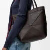 Mala Panta Puzzle Fold Saco tote em pele de bezerro brilhante Mala Panta Puzzle Fold Saco tote em pele de bezerro brilhante