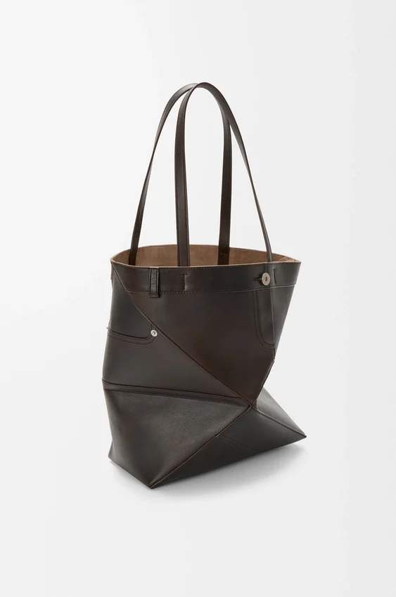 Mala Panta Puzzle Fold Saco tote em pele de bezerro brilhante Mala Panta Puzzle Fold Saco tote em pele de bezerro brilhante