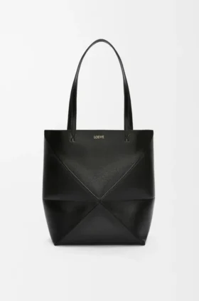 Mala Puzzle Fold saco tote em pele de bezerro brilhante
