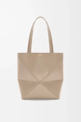 Mala Puzzle Fold saco tote em pele de bezerro brilhante