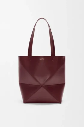 Mala Puzzle Fold saco tote em pele de bezerro brilhante