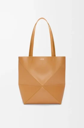 Mala Puzzle Fold saco tote em pele de bezerro brilhante