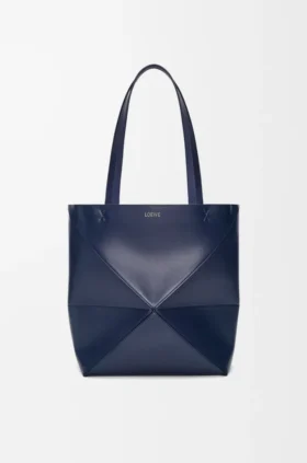 Mala Puzzle Fold saco tote em pele de bezerro brilhante