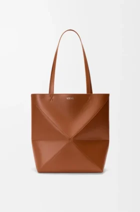Mala Puzzle Fold saco tote em pele de bezerro brilhante