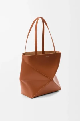 Mala Puzzle Fold saco tote em pele de bezerro brilhante