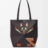 Mala Tote Média «Futurist Cat» com Puzzle Fold em pele de bezerro napa Mala Tote Média «Futurist Cat» com Puzzle Fold em pele de bezerro napa
