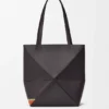 Mala Tote Média «Futurist Cat» com Puzzle Fold em pele de bezerro napa Mala Tote Média «Futurist Cat» com Puzzle Fold em pele de bezerro napa