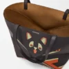 Mala Tote Média «Futurist Cat» com Puzzle Fold em pele de bezerro napa Mala Tote Média «Futurist Cat» com Puzzle Fold em pele de bezerro napa