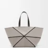 Mala Tote Puzzle Fold XXL em lona jacquard e pele de bezerro Mala Tote Puzzle Fold XXL em lona jacquard e pele de bezerro
