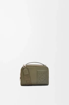 Mini bolsa a tiracolo para câmara em pele de bezerro acetinada