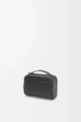 Mini bolsa a tiracolo para câmara em pele de bezerro acetinada
